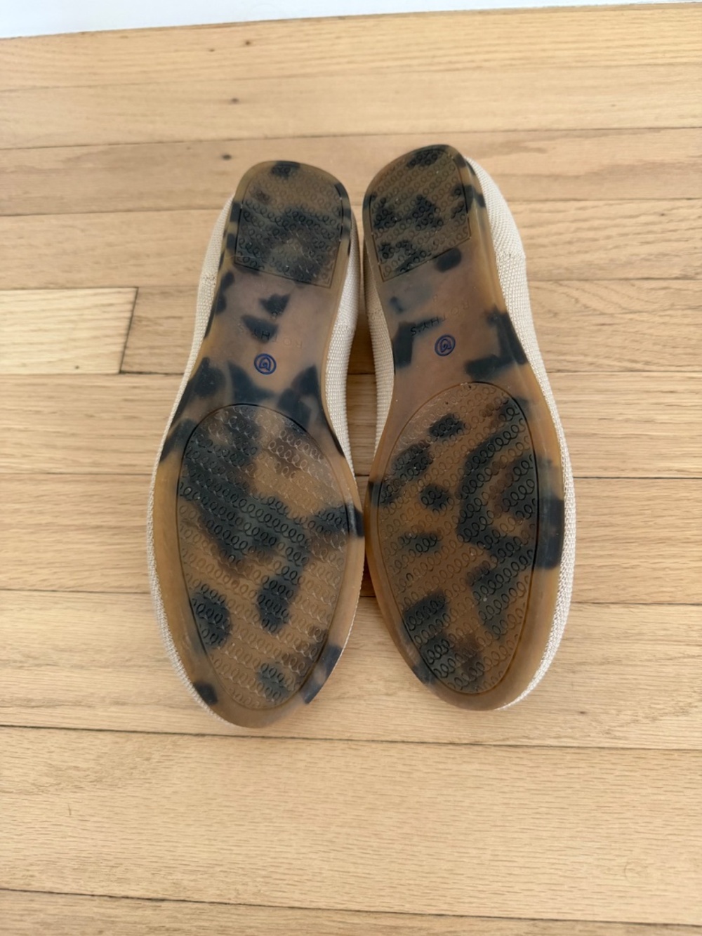 Rothy's Beige Flats with Blue Trim - Picture 4 of 5